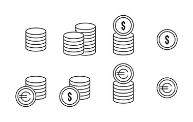 coin icon set collection money line vector design template 