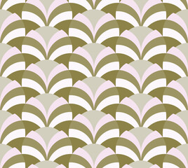 Art Deco style retro abstract geometric pattern in neutral shades of green.