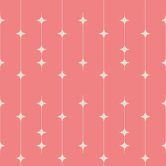 Mid Century Retro stars on peach pink background pattern. For home décor, textile and wallpaper. Seamless vector repeating tile.