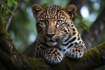 Leopard Sitting on a Tree Branch