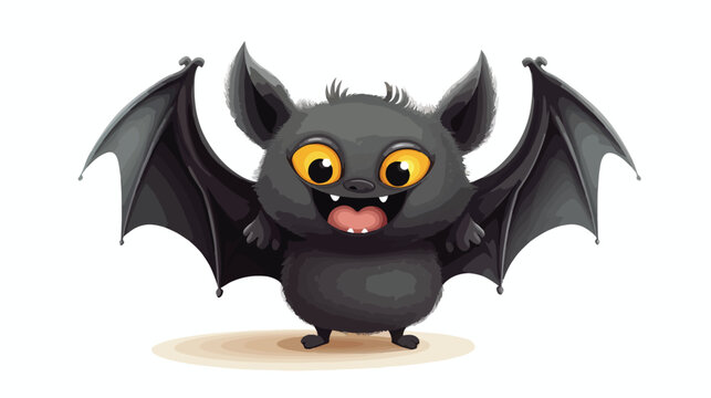 Funny fat bat  Halloween vector illustration flat