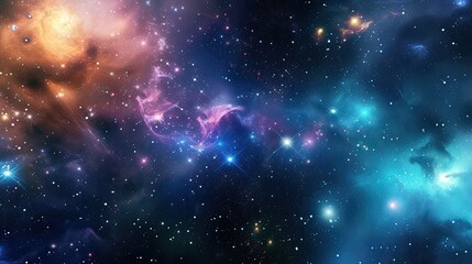 Naklejka premium Boundless space, countless stars, twinkling in the background, dark matter, nebula, galaxy, astronomy, universe, constellations, realistic style, spiral arms. Generative by AI