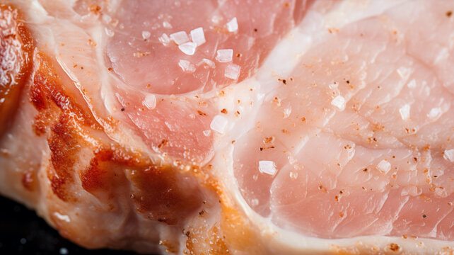 salted pork chop background image; closeup on meat