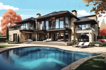 House with a Pool. Luxury house