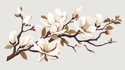 Hand drawn vector magnolia branch