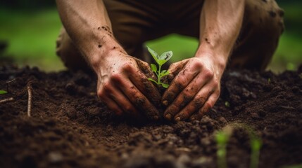 Hands in the mud while planting seedlings