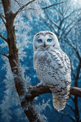 Owl on a Branch. White owl sitting on a tree branch