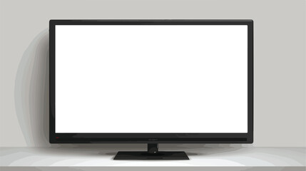 Modern black flat screen tv with white empty screen