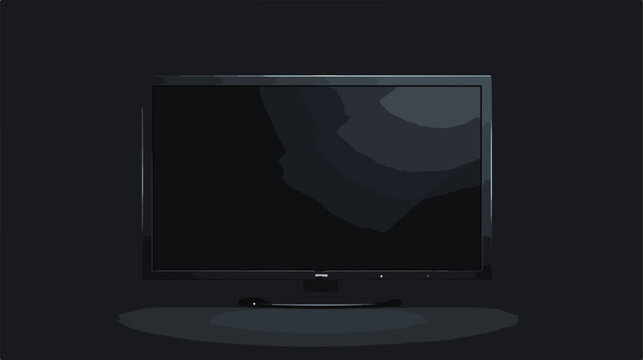 Modern black flat screen tv with white empty screen