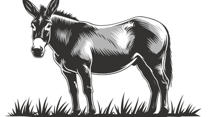 Monochrome donkey exuding stubborn charm elegantly - obrazy, fototapety, plakaty