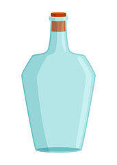 Glass bottle cartoon style icon. blank and empty wine bottle