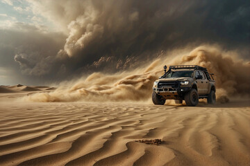 Sandstorm in the Desert: Wind and Sand - obrazy, fototapety, plakaty