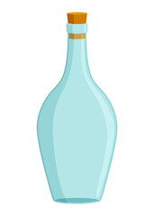 Glass bottle cartoon style icon. blank and empty wine bottle