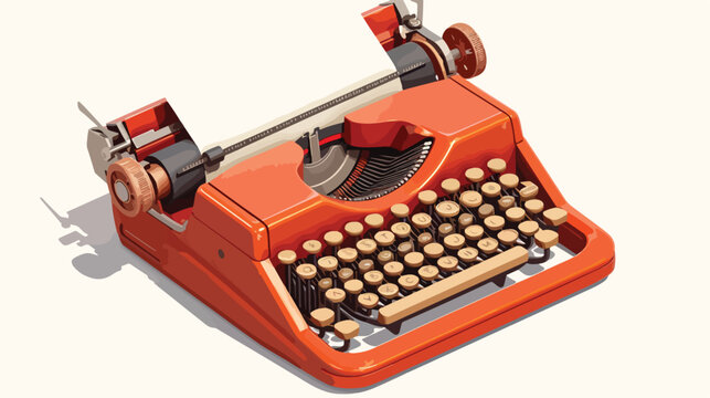 Retro rusty typewriter with paper sheet 3d render