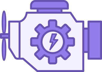 Colored Engine Icon. Vector Icon of Motor and Gear. Part of an Automotive Vehicle. Car service concept