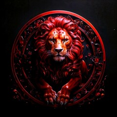 Image of a lion on a black background. Zodiac sign Leo.