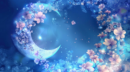 Obraz na płótnie Canvas abstract flower moon background illustration