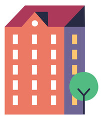 Architecture color icon. Residential city street building