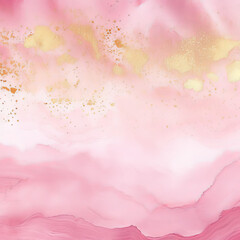 Abstract art of blush pink with gold accents