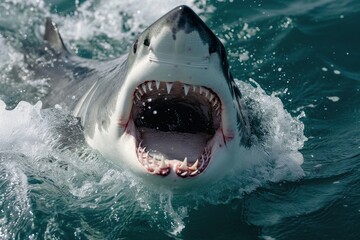 Close up of a big shark with a open mouth.