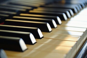 Close up of the keyboard of a piano. - obrazy, fototapety, plakaty