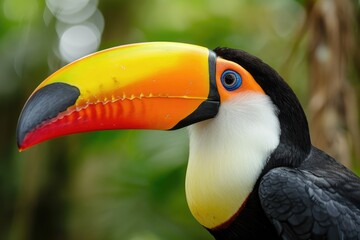 Obraz premium close-up view of a colorful toucan bird in the jungle