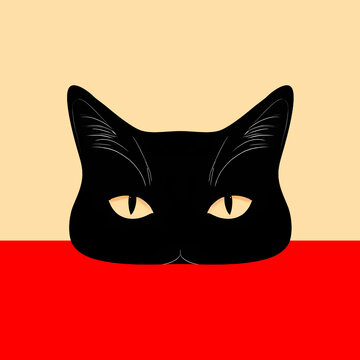 Cabeza de gato negro - Ilustracion Minimalista 