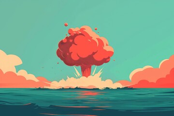 Show the destructive force of a nuclear bomb exploding underwater - obrazy, fototapety, plakaty