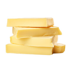 Block of fresh butter isolated on transparent or white background, png