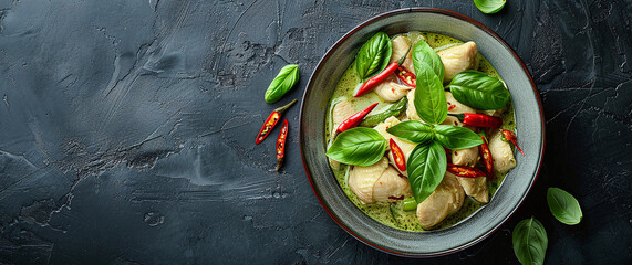 Thai food chicken green curry - obrazy, fototapety, plakaty