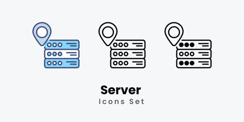 Server  icon thin line and glyph vector icon stock illustration