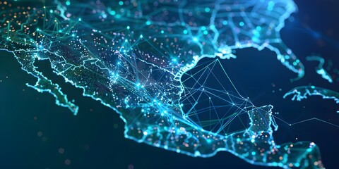 digital map of mexico. technological concept