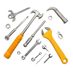 a hammer screwdriver wrench on Isolated transparent background png. generated with AI