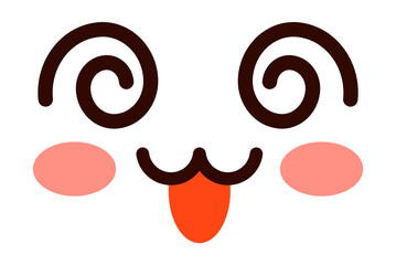 Silly emoji with crazy eyes. Dizzy kawaii face - obrazy, fototapety, plakaty