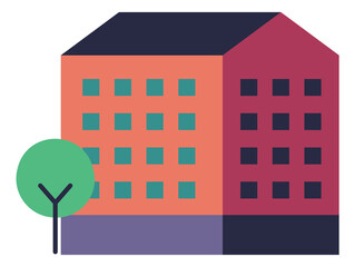 Apartment building icon. Color city street element