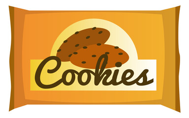 Cookies pack icon. Sweet food wrap sachet