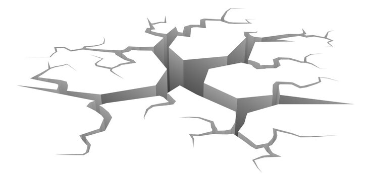 Cracked surface effect. Realistic fracture on blank ground