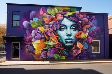 Let the vibrant street art mural transport you to a world where imagination knows no bounds.