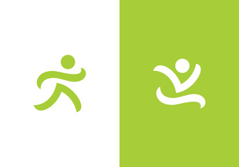 run man logo design, go sport fitness symbol template	 - obrazy, fototapety, plakaty
