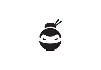 sumo and bowl logo. japanese food soup icon design