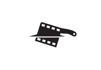 Fototapeta na wymiar film with butcher knife logo icon design