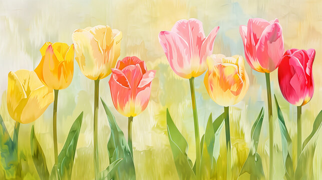 Colorful tulips art background