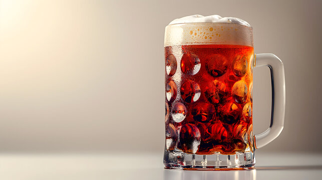 Glass of beer on a warm light background