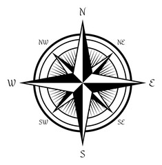 Navigation symbol. Retro naval compass. Map rose