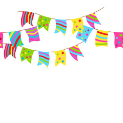 Color flags garland. Happy Birthday and party pattern. - 762529546