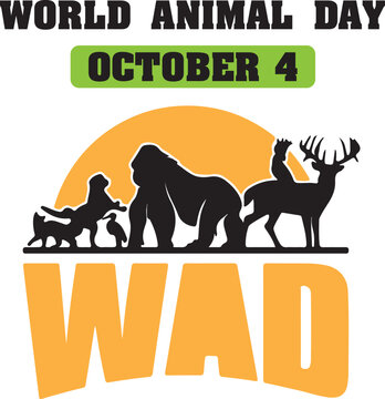 world animal day october 4 background template vector