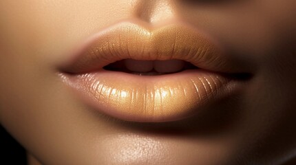  a close-up shot of a woman’s lips, subtly enhanced, reflecting the process of lip augmentation
