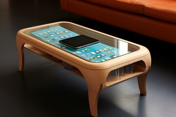 Dust-coated Smartphone on table. Mobile desk smart. Generate Ai