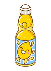 Ramune japanese lemonade with lemon flavor in glass bottle isolated on white - 762532525