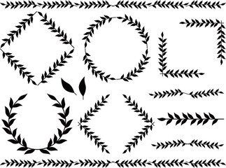 葉っぱのフレームセット　ブラック